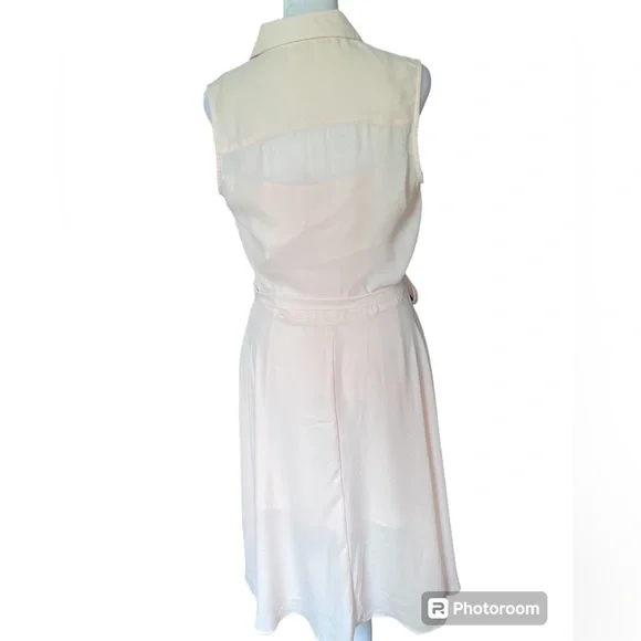 Nanette Lepore NEW Blush Pink sleeveless Pintuck pleated button down dress Sz 6 - Picture 7 of 12